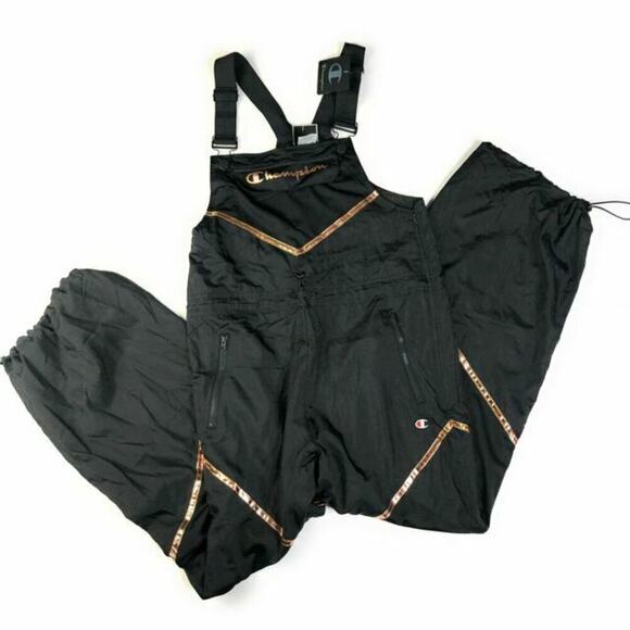 Champion Womens Overall Bib Athletic Jumpsuit Jumper Black Rose Gold Medium New - Picture 2 of 11